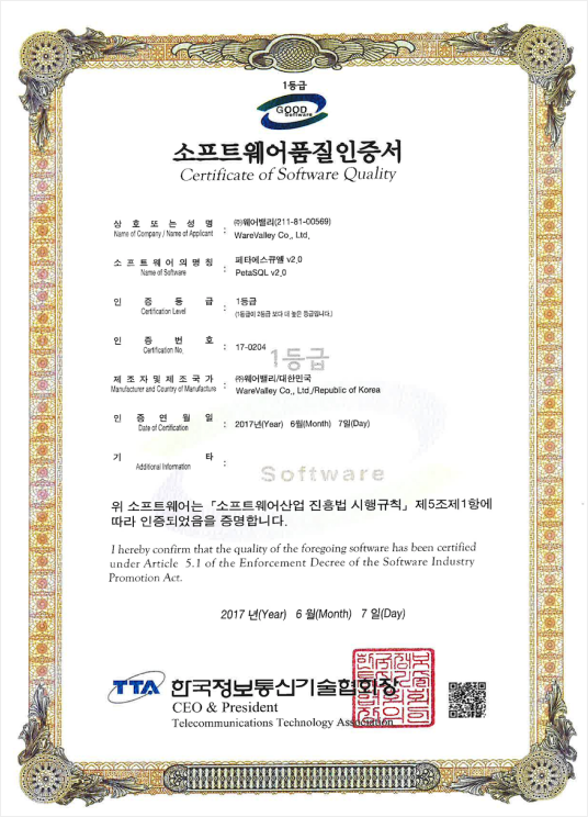 소프트웨어품질인증서 17-0204