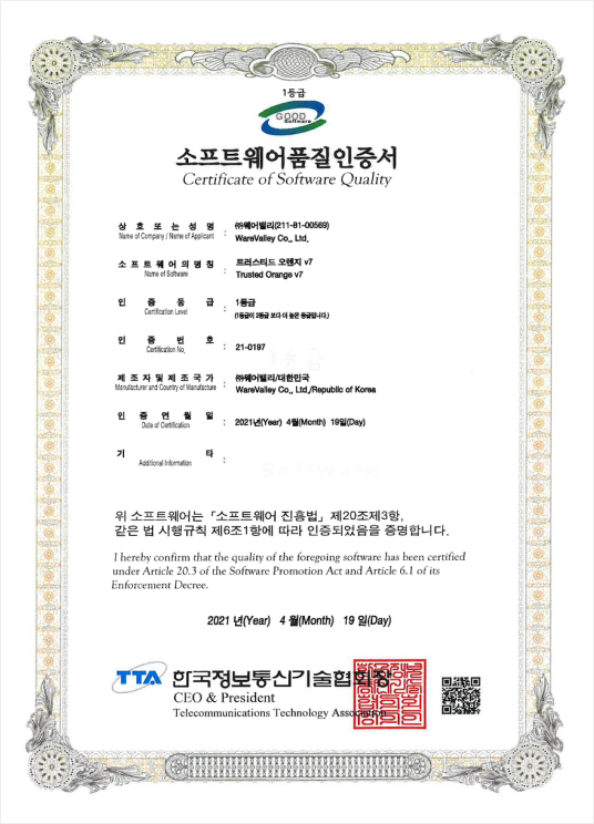 Software Quality Certificate 21-0197